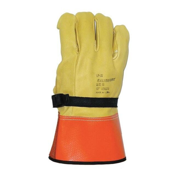 Electrical-Insulating Glove Protectors, Cowhide, 12" Length, Yellow, Size 10