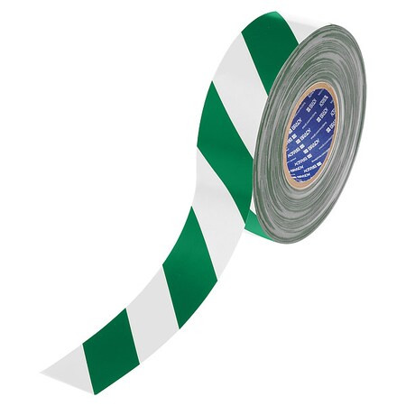 Brady Floor Marking Tape,Green/White,2"W,100ft 177041