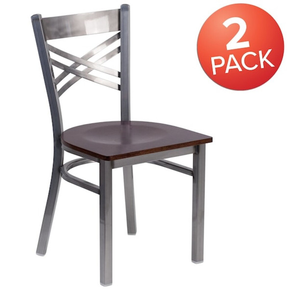 Flash Furniture Clear X Chair-Wal Seat,PK2 2-XU-6FOB-CLR-WALW-GG