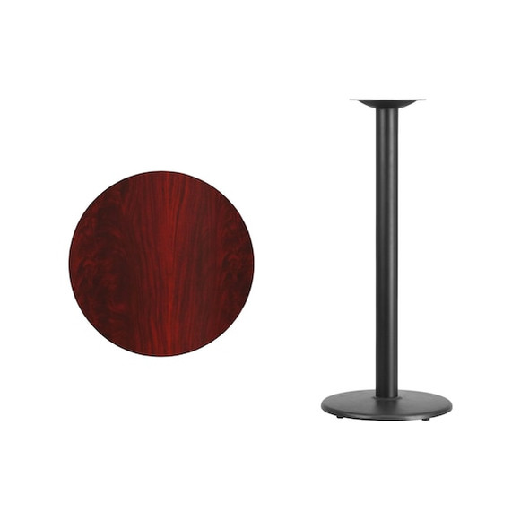Flash Furniture Mahogany Laminate Table w/Rnd Base,24" XU-RD-24-MAHTB-TR18B-GG