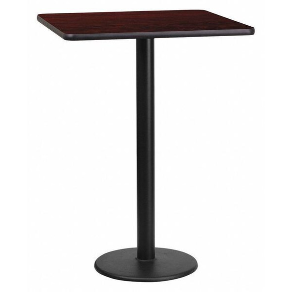 Flash Furniture Mahogany Laminate Table,Rnd Base,Sqr,24" XU-MAHTB-2424-TR18B-GG