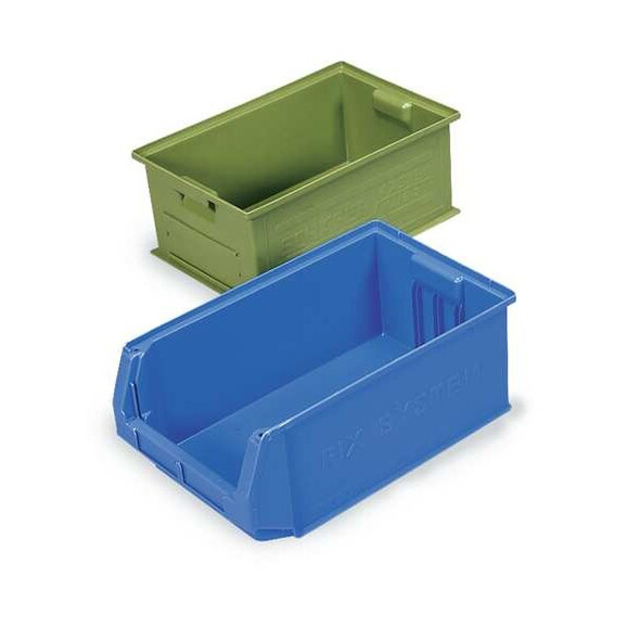 Solid & Stackable Straight Wall Storage Container, 1.9 gal, 13 in L x 9 in W x 6 in H, Blue