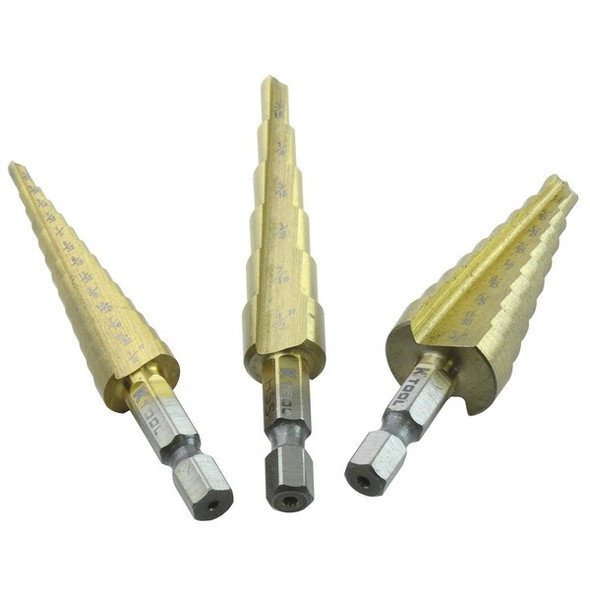 K-Tool International Step Drill Bits Set,3 pcs. KTI71233