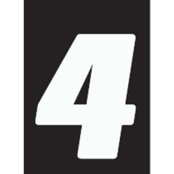 Hardline Products Number Label,Wht,Vinyl,4 in. H,No. 4,PK3 DB43W-4