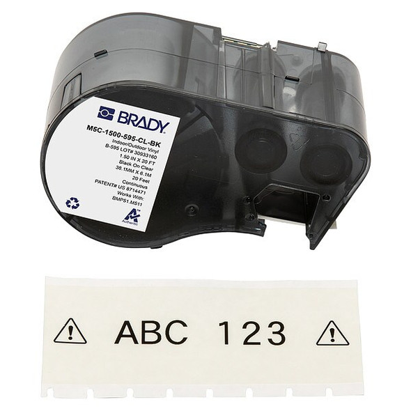Brady Label/RibbonCartridge,Clear,1-1/2inW M5C-1500-595-CL-BK