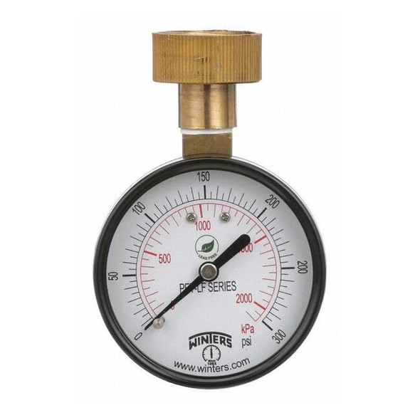 Winters Water Test Gauge, 2.5 in.,0 to 300 psi PETW217LF