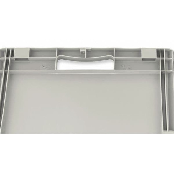 Solid & Stackable Straight Wall Storage Container, 16.9 gal, 24 in L x 16 in W x 13 in H, Gray