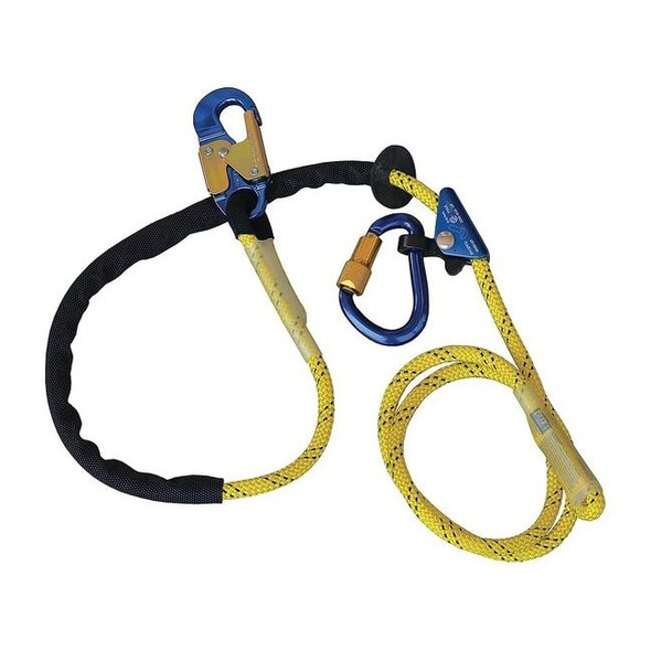 Positioning Lanyard, 8 ft. Length, Snap Hook and Carabiner, Aluminum, 0 Leg(s)