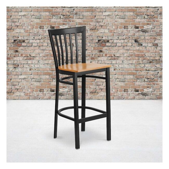 Flash Furniture Black School Stool-Nat Seat,PK2 2-XU-DG6R8BSCH-BAR-NATW-GG