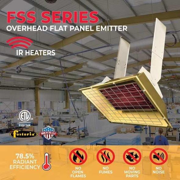 Fostoria Infrared Overhead Electric Heater, 1, 3 Phase, Aluminum, 480V AC P43-FSS-3