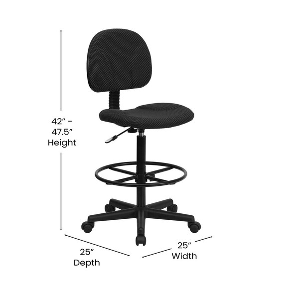 Contemporary Drafting Chair, 20" L 42-3-4" H, Fabric Seat  BT-659-BLK-GG