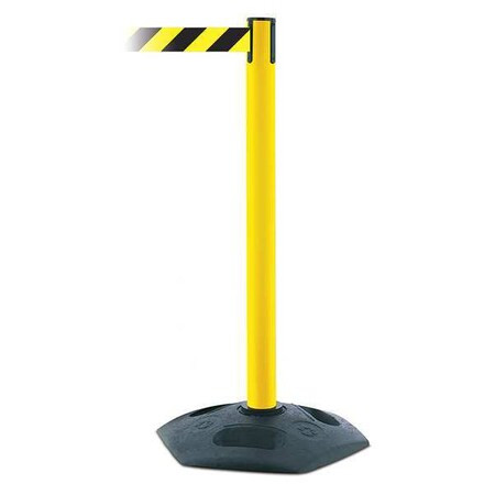 Barrier Post with Belt, Black, 13 ft Length, 38 in Post Height, No Legend