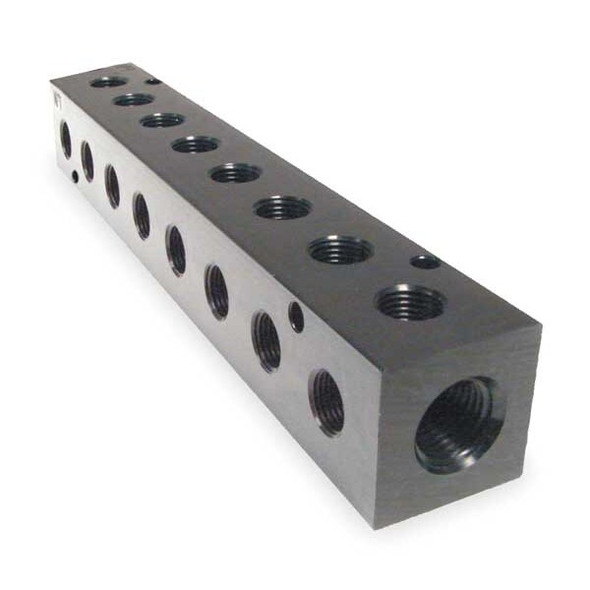 Pneumadyne Manifold,BLK,Alum,8Outlets,7.38"L M20-250-8-90 Pneumadyne Manifold,BLK,Alum,8Outlets,7.38"L M20-250-8-90