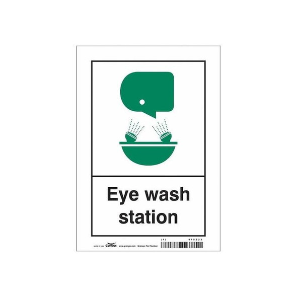 Eye Wash Station, 7 in W x 10 in H, Horizontal Rectangle, Vinyl, 470Z23