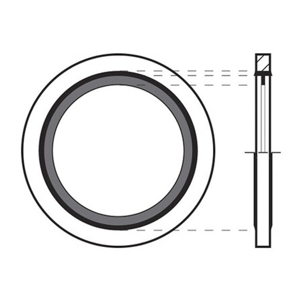 Sealing Washer, Fits Bolt Size M26 Steel/Buna-N, Cadmium-Plated Finish