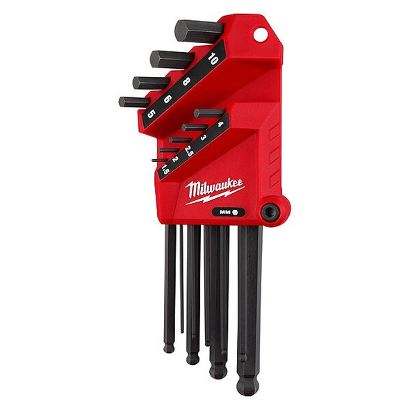 Milwaukee Tool Hex Key Set,9 Pieces,Steel,Metric 48-22-2186
