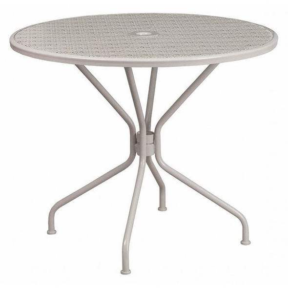Flash Furniture Light Gray Patio Table,35.25RD CO-7-SIL-GG Flash Furniture Light Gray Patio Table,35.25RD CO-7-SIL-GG
