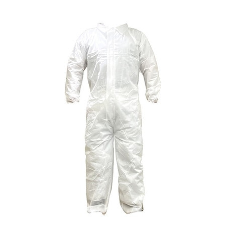 Not Applicable Collared Coveralls, PP SMS, 28 9/16 in Inseam, White