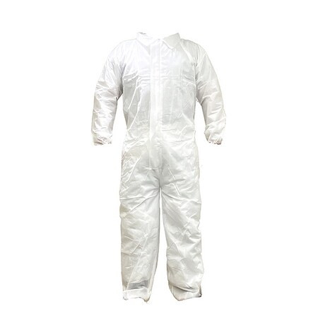 Not Applicable Collared Coveralls, PP SMS, 28 9/16 in Inseam, White