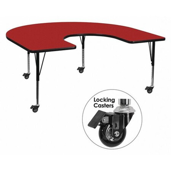 Activity Table,Horeshoe Shp,Red,60"x66"