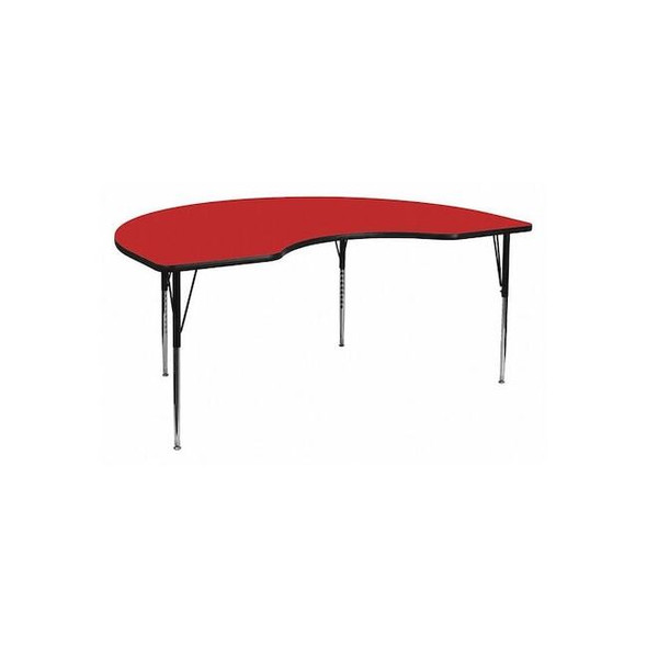 Kidney Table,Kidney Shp,Red,48x72", Laminate, Red