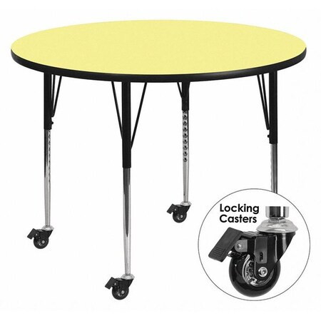 Flash Furniture Round Activity Table, Laminate, Yellow XU-A60-RND-YEL-T-A-CAS-GG