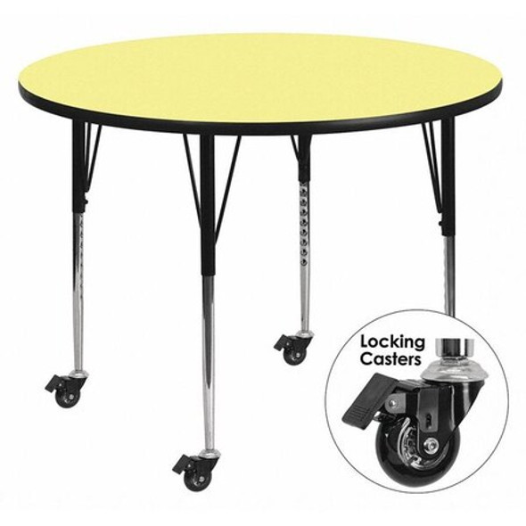 Flash Furniture Round Activity Table, Laminate, Yellow XU-A60-RND-YEL-T-A-CAS-GG