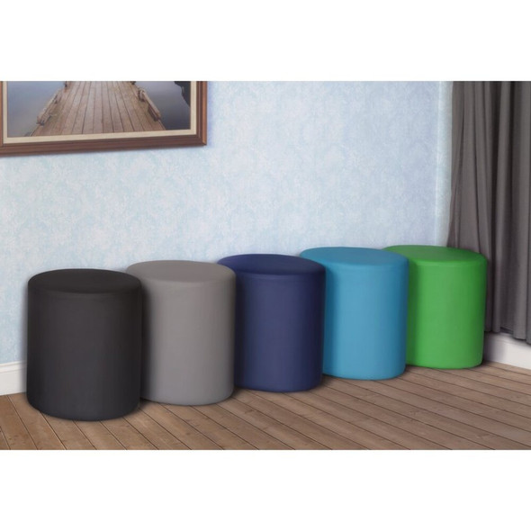 Education and Lounge Regency Logan Round Stool Ottoman- Black N6262BK