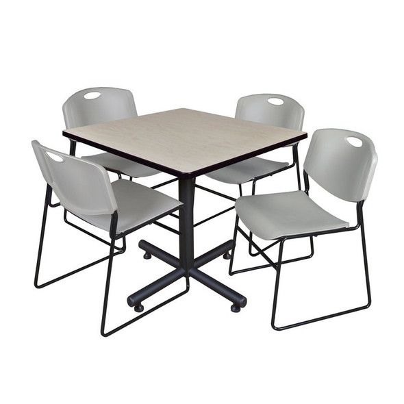 Kobe Kobe Square Table & Chair Set, Wood, Metal, Polypropylene Top TKB3636PL44GY