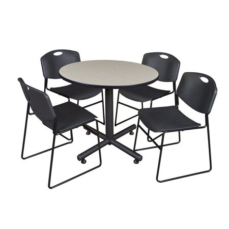 Kobe Kobe Round Table & Chair Set, Wood, Metal, Polypropylene Top TKB42RNDPL44BK