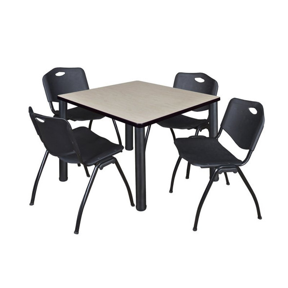 Kee Square Table & Chair Set, Wood, Metal, Plastic Top, Maple