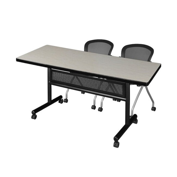 Kobe Rectangle FlipTop Table, 72" W, 29" H, Laminate Top, Maple MKFTM7230PL23BK