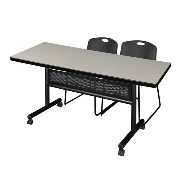Kobe FlipTop Table,2 Zeng Stack Chairs,72x30" MKFTM7230PL44BK