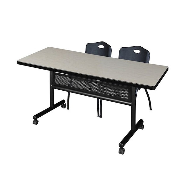Kobe Rectangle FlipTop Table, 72" W, 29" H, Laminate Top, Maple MKFTM7230PL47BK