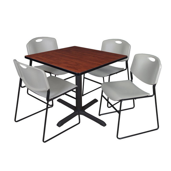Cain Cain Square Table & Chair Set, Wood, Metal, Polypropylene Top TB3636CH44GY