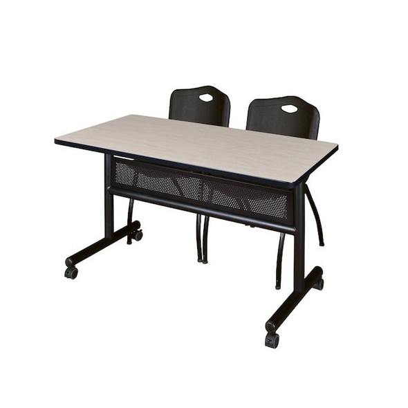 Kobe Rectangle FlipTop Table, 48" W, 29" H, Laminate Top, Maple MKFTM4824PL47BK