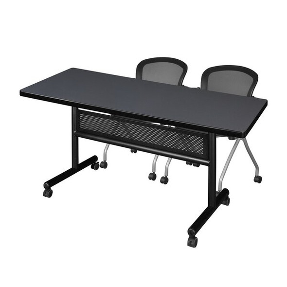 Kobe Rectangle FlipTop Table, 60" W, 29" H, Laminate Top, Gray MKFTM6030GY23BK