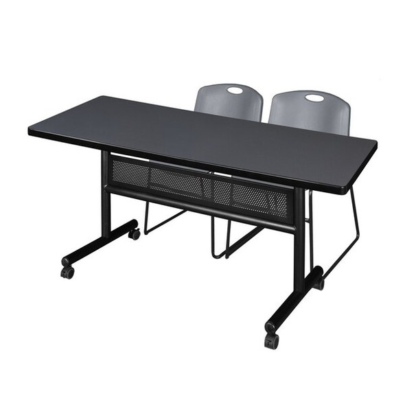 Kobe FlipTop Table,2 Zeng Stack Chairs,60x30" MKFTM6030GY44GY