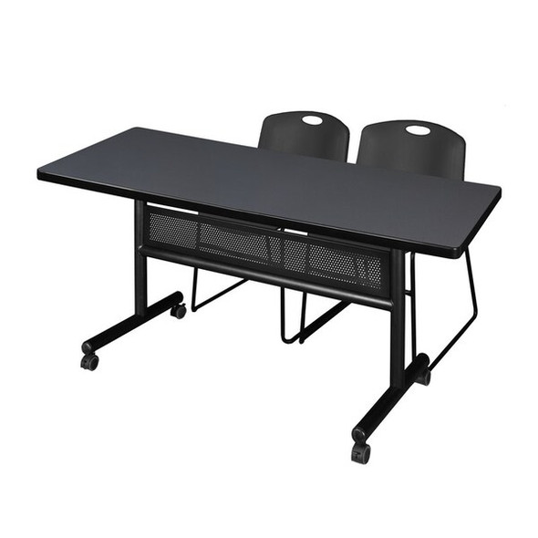 Kobe Rectangle FlipTop Table, 60" W, 29" H, Laminate Top, Gray MKFTM6030GY44BK