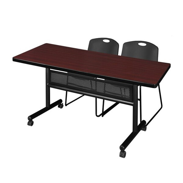 Kobe FlipTop Table,2 Zeng Stack Chairs,60x30" MKFTM6030MH44BK