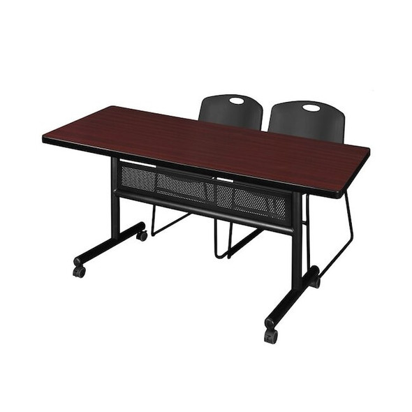 Rectangle FlipTop Table, 60" W, 29" H, Laminate Top, Mahogany