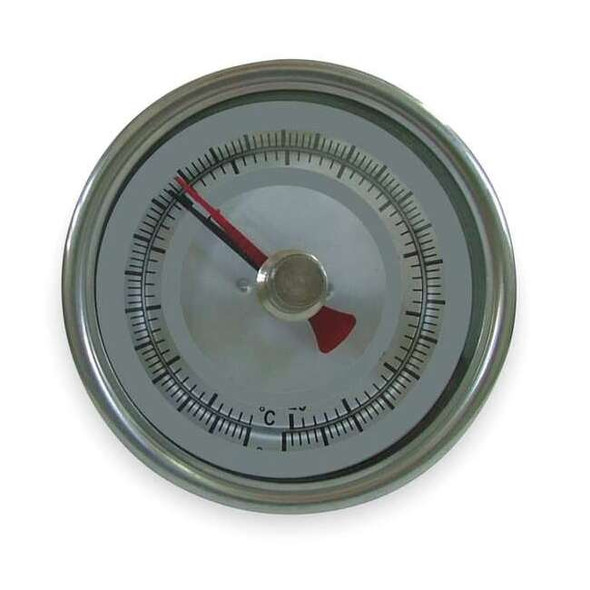 Maximum/minimum bimetal thermometer, range 0 to 140 Degrees F, 4" stem.