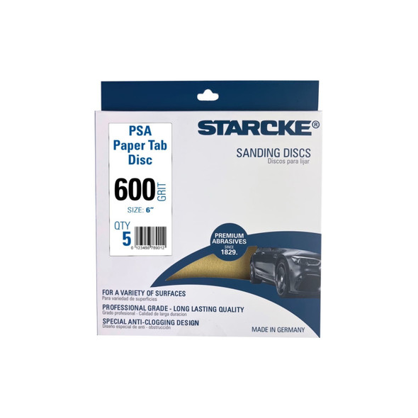 Aluminum Oxide Paper 514C Gold 6" x NH PSA Tab Disc Grit P600 5ct. Retail Pack R 514C-6T-P0600-R5 514-6T-600-R5