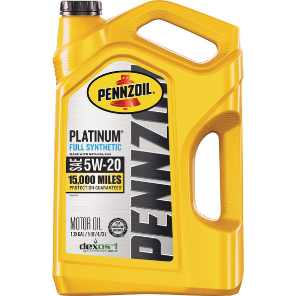 Pennzoil Platinum Full Synthetic 5W-20 Motor Oil, 5 Qt. 550046122 Pack of 3