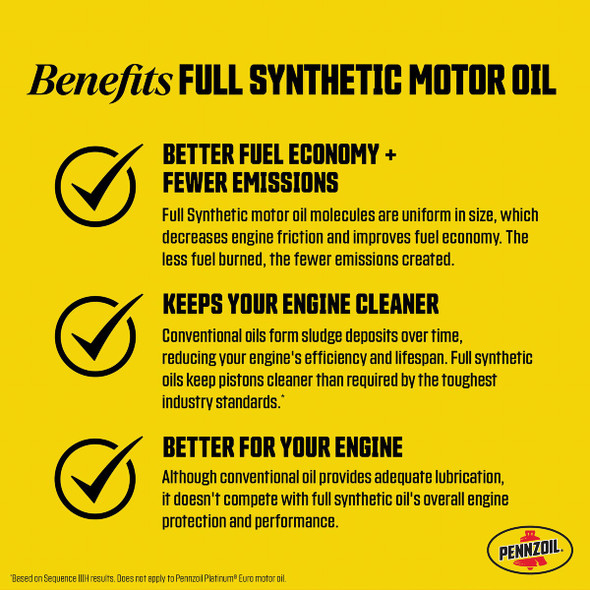 Pennzoil Platinum Full Synthetic 5W-20 Motor Oil, 5 Qt. 550046122 Pack of 3 589982