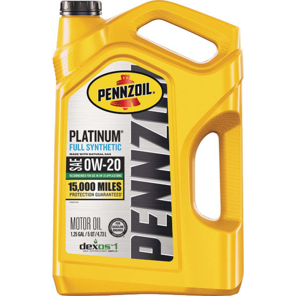 Pennzoil Platinum Full Synthetic 0W-20 Motor Oil, 5 Qt. 550046127 Pack of 3