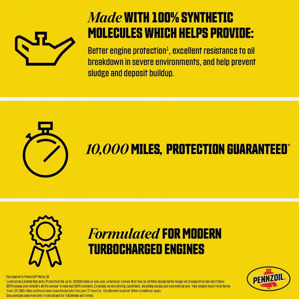 Pennzoil 5 Qt. 10W-30 Full Synthetic Oil 550058604 Pack of 3 599843