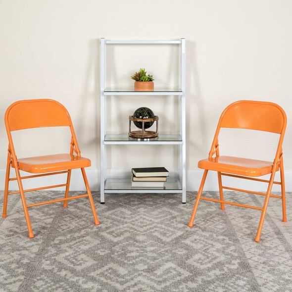 Flash Furniture Orange Marmalade Folding Chair,PK2 2-HF3-ORANGE-GG Flash Furniture Orange Marmalade Folding Chair,PK2 2-HF3-ORANGE-GG
