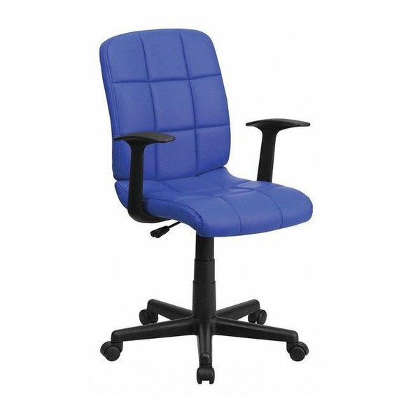 Metal Contemporary Chair, 16-3/4" to 21-3/4, Fixed Arms, Blue