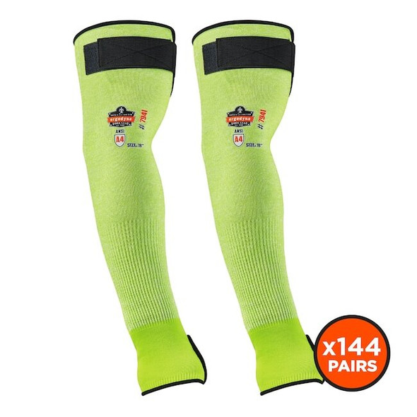 Ergodyne 18" Lime Cut-Resistant Protective Arm Sleeve Pair, PK144 7941CAPR18